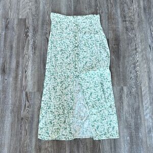 H&M Green Floral Midi Skirt